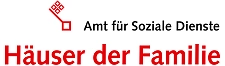 Schriftzug der Häuser der Familie mit dem Logo des Amtes für Soziale Dienste