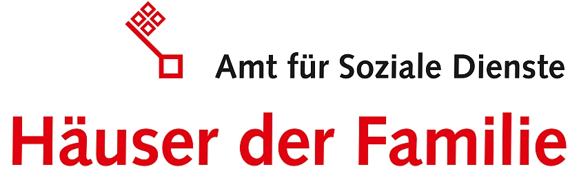 Schriftzug der Häuser der Familie mit dem Logo des Amtes für Soziale Dienste