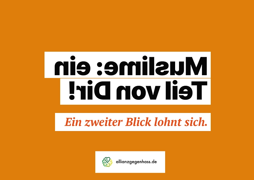 Muslime: Teil von Dir in spiegelverkehrter Schrift