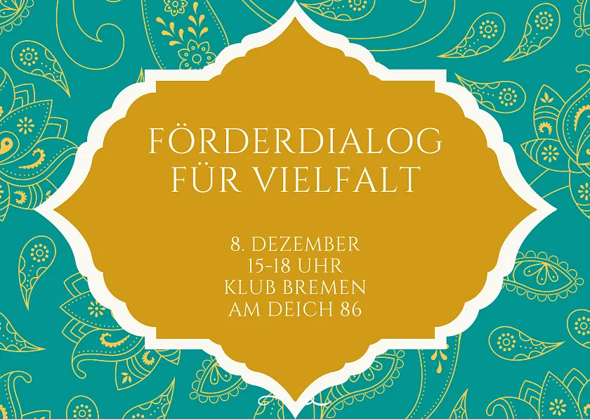 Text vor türlis-goldenem Hintergrund