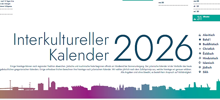 Interkultureller Kalender 2026 online und in Papierform erhältlich